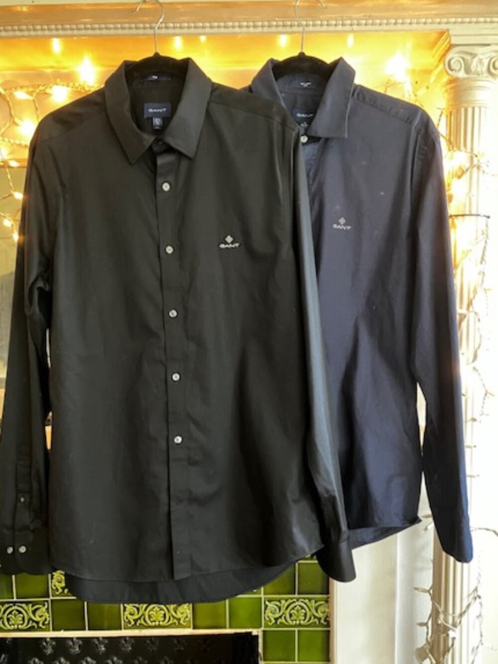 2 Gant XL Slim Fit Long Sleeve Shirts Black & Navy EUC!!